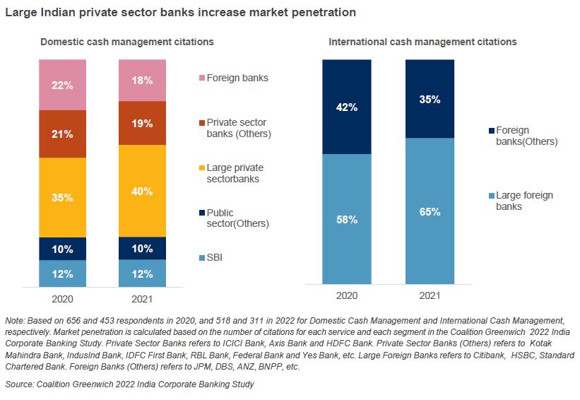 Large Indian private sector banks increase market penetration